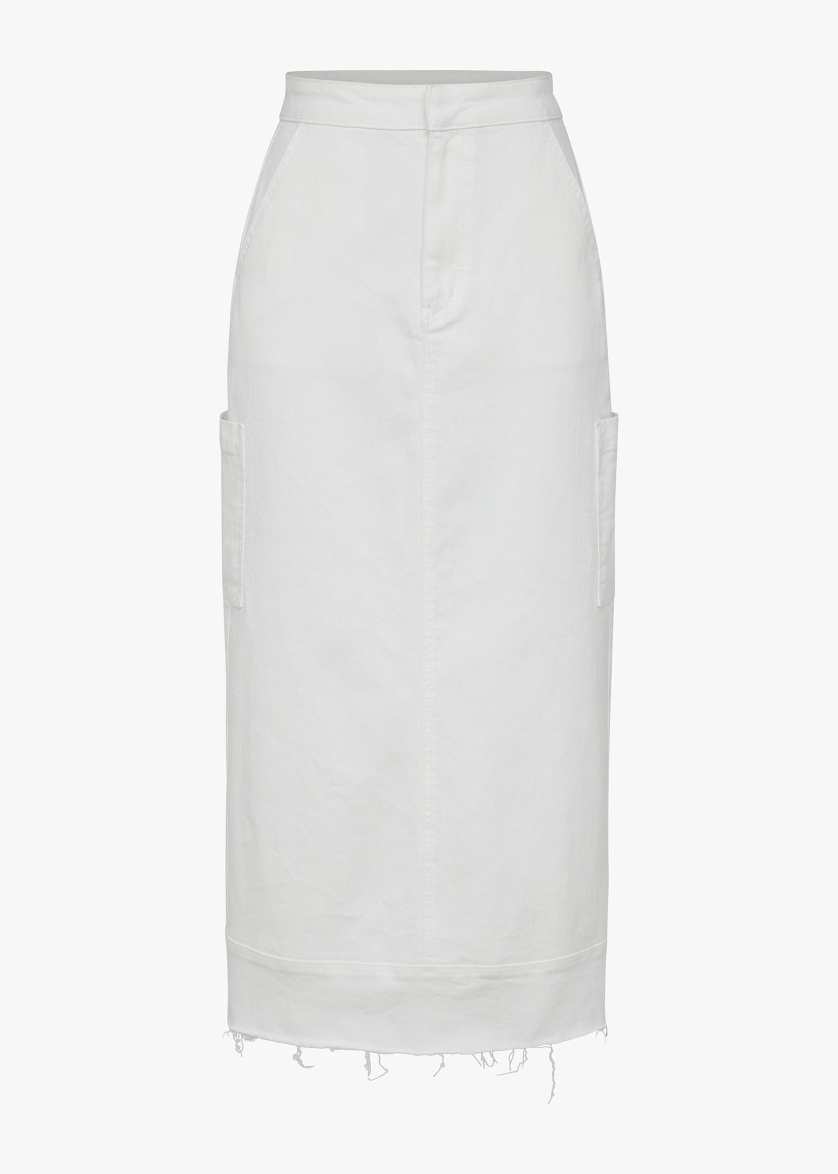 White denim skirt on a white background