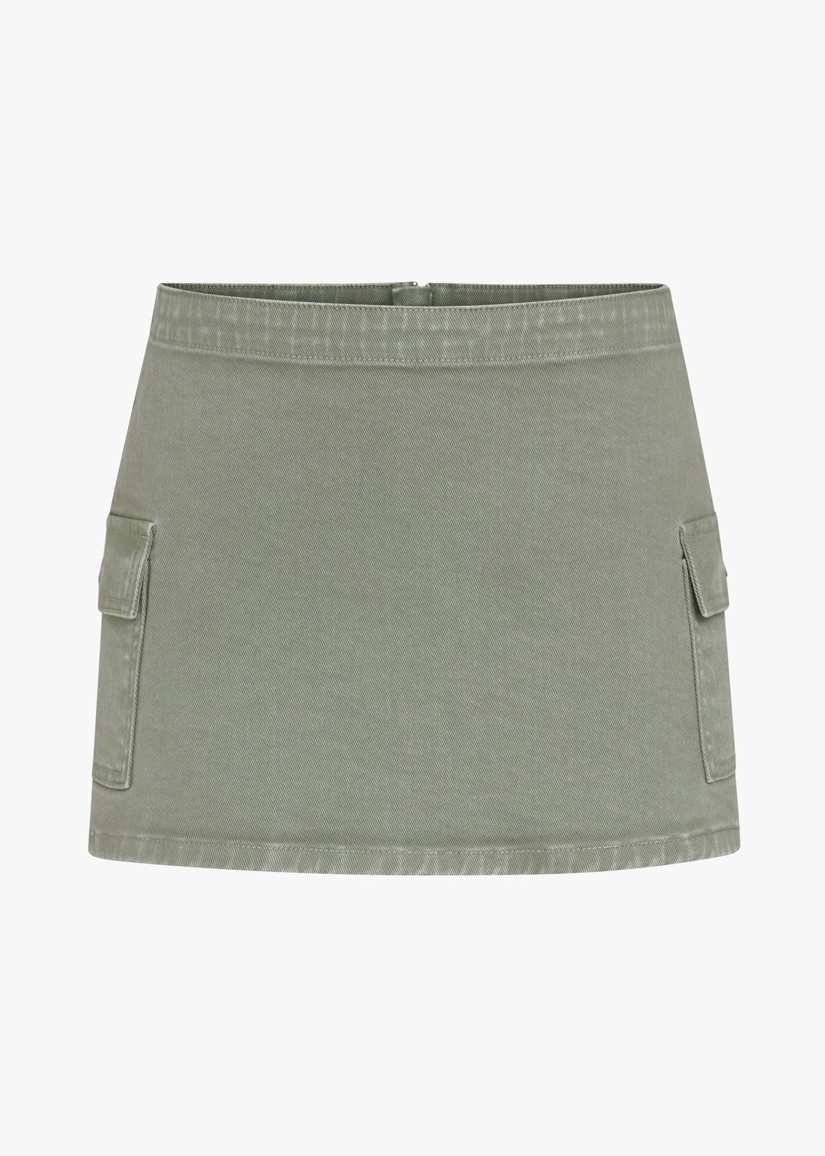 Green skirt with two pockets on a white background