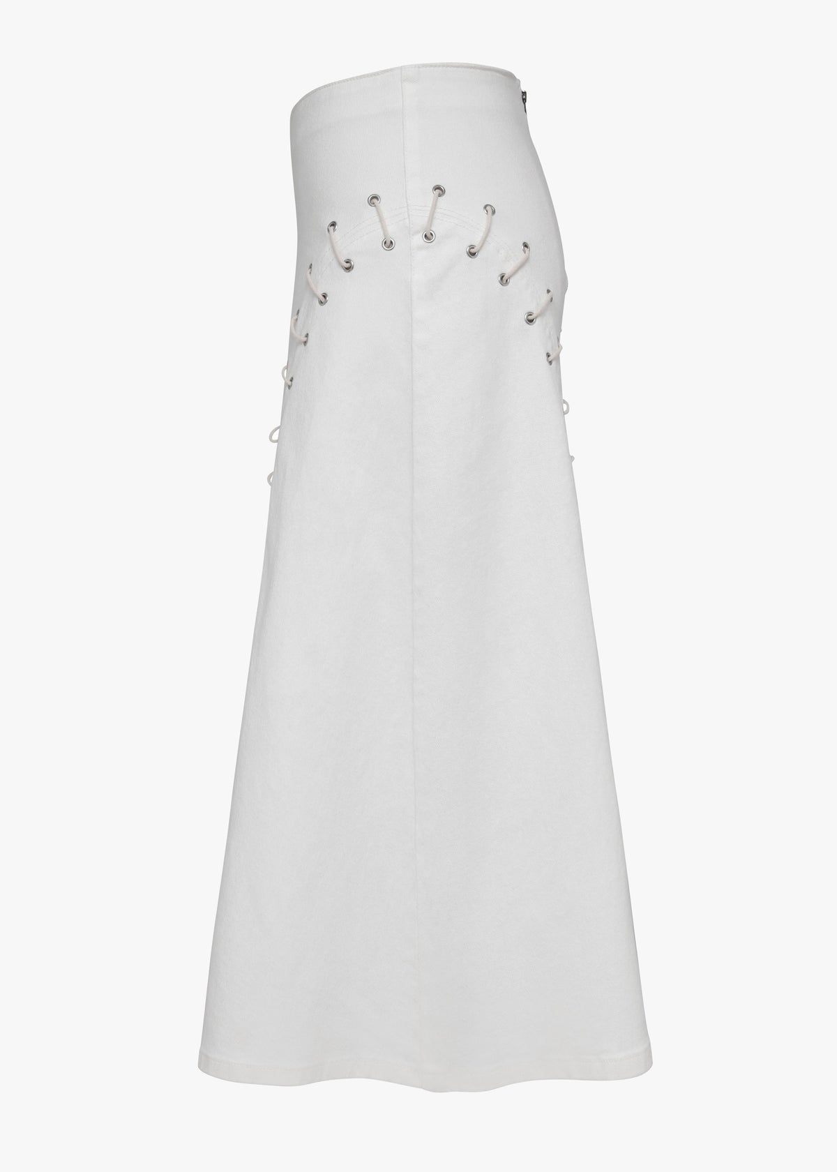 White skirt with decorative elements on a white background